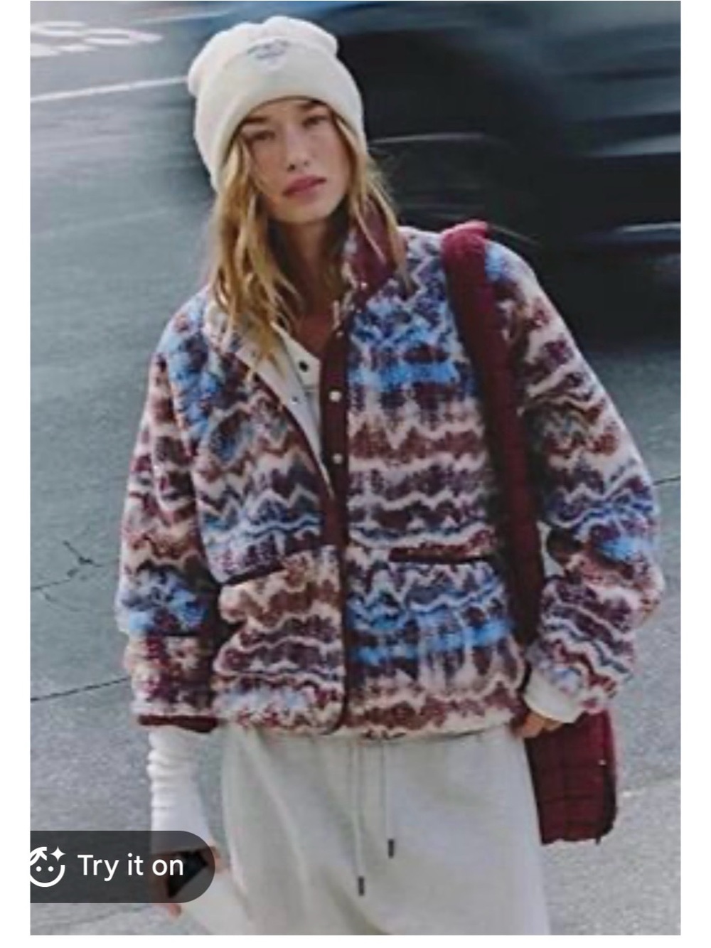 Multi-Color Patterned Sherpa Jacket - Women's Cozy Zip-Up
